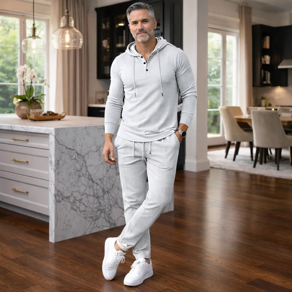 Waffelstruktur Herren-Set – Hoodie & Jogginghose