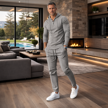 Waffelstruktur Herren-Set – Hoodie & Jogginghose