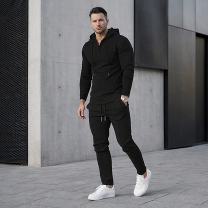 Waffelstruktur Herren-Set – Hoodie & Jogginghose